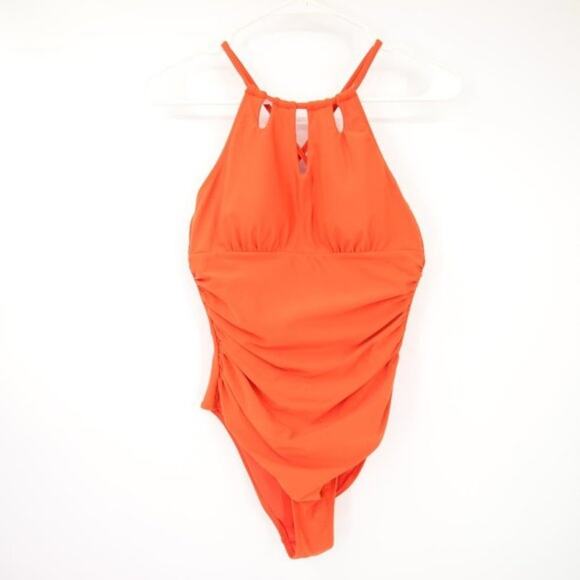 Cupshe Orange Halter Neck One Piece Swimsuit NWT Size Small Swimwear Cutout - Picture 1 of 7